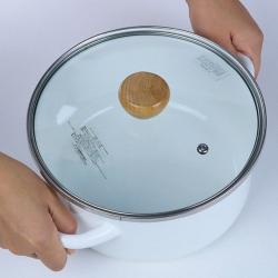 Nồi tráng men nắp kính Pearl Metal Curry Chef Ø20cm- Trắng_9