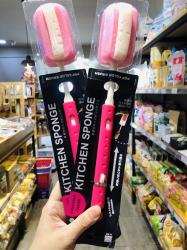 Dụng cụ cọ rửa bình nước cán dài Kokubo - Màu hồng_5