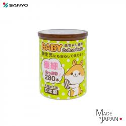 Hộp 280 tăm bông kháng khuẩn Sanyo Ham Baby Extra Fine_A