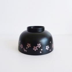 Bát nhựa tròn họa tiết hoa anh đào (Ø11×6.5cm)-bát đen_4