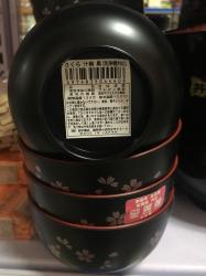 Bát nhựa tròn họa tiết hoa anh đào (Ø11×6.5cm)-bát đen_5