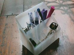 Khay đựng đồ đa dụng 2 ngăn Desk Labo - Màu trắng trong_5