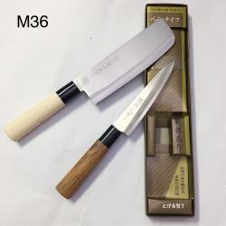 Dao thái làm bếp nắm gỗ đầu bằng Tsubaro Nikken Nhật Bản 29.5cm_8