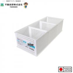 Rổ chữ nhật đựng đồ 03 ngăn, vách rời size XL-màu trắng_A