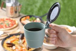 Cốc uống nước có nắp Inomata 360ml - Màu xanh_3