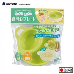 Bộ bát ăn dặm chia ngăn Inomata Paku - Màu xanh_11
