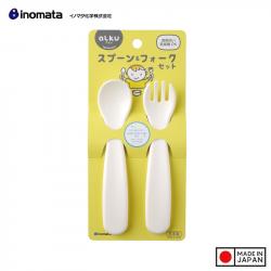 Set thìa nĩa nhựa cho bé Inomata Alku_A
