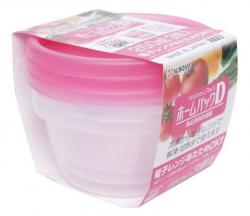 Bộ 3 hộp thực phẩm tròn Nakaya Home Pack 250ml - Nắp hồng_2