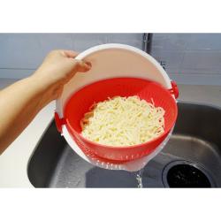 Rổ nhựa đa năng tròn 2 lớp màu đỏ_7