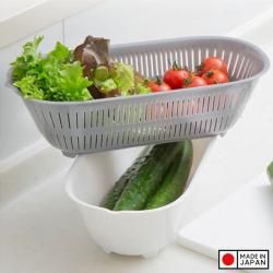 Rổ nhựa đa năng chữ nhật 2 lớp màu xám_5